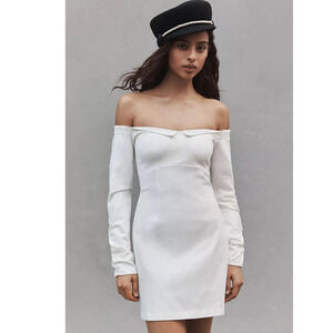 NWT Anthropologie BHLDN Gianna Off-The-Shoulder Twofer Dress $160 MEDIUM Ivory